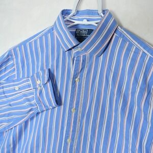Polo by Ralph Lauren Sz XL 17 Regent‎ Classic Fit  Blue Label Wide Pink Stripes